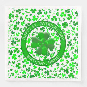 Verjaardag St. Patrick's Day Persoonlijke Shamrock Servet