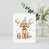 Verjaardag standaard Poodle hond Briefkaart (Staand voorkant)
