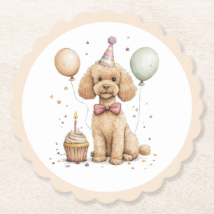 Verjaardag standaard Poodle hond Kartonnen Onderzetters