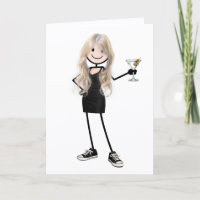 Verjaardag Stick Figure Meisje met Martini