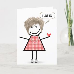 Verjaardag Stick Figuur Meisje met Speech Bubble Kaart