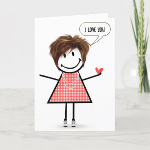 Verjaardag Stick Figuur Meisje met Speech Bubble Kaart