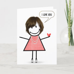 Verjaardag Stick Figuur Meisje met Speech Bubble Kaart