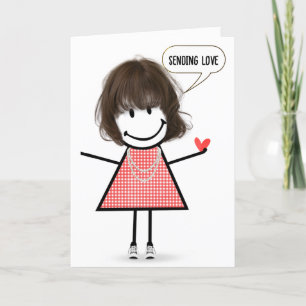 Verjaardag Stick Figuur Meisje met Speech Bubble Kaart