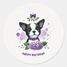 Verjaardag sticker Boston Terrier