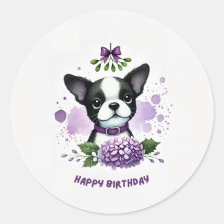 Verjaardag sticker Boston Terrier