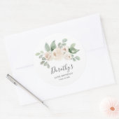 Verjaardag Sticker Custom 80th White Rose Floral (Envelop)