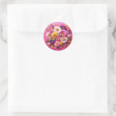 Verjaardag sticker: Pink Floral Design Ronde Sticker (Tas)