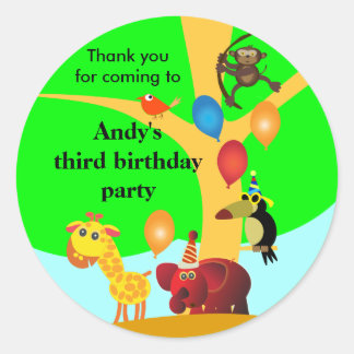 Verjaardag stickers: Oerwoud Party Ronde Sticker