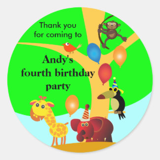 Verjaardag stickers: Oerwoud Party Ronde Sticker