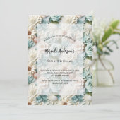 Verjaardag stoffige groene witte bloemenluxe kaart (Staand voorkant)