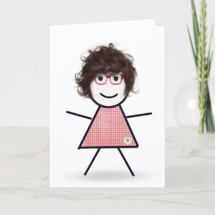 Verjaardag Stokfiguur Meisje voor Zus Kaart