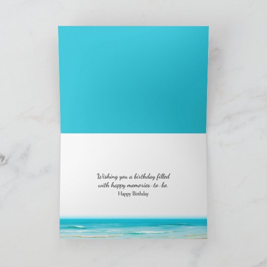 Verjaardag strand envelop met palmbomen kaart (Binnen)