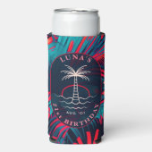 Verjaardag Strand feest Palmboom bladeren zonsonde (Seltzer Voorkant)