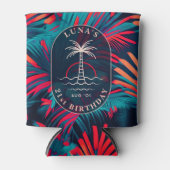 Verjaardag Strand feest Palmboom bladeren zonsonde Blikjeskoeler (Voorkant)