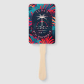 Verjaardag Strand feest Palmboom bladeren zonsonde Handwaaier (Voorkant)