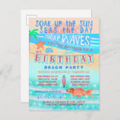 Verjaardag strand of zwembad Party Zomer Vis Surve Uitnodiging Briefkaart (Voorkant / Achterkant)