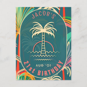 Verjaardag Strand tropische palm Boom strand zonso Briefkaart
