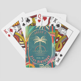 Verjaardag Strand tropische palmboom strand zonson Pokerkaarten