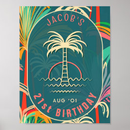 Verjaardag Strand tropische palmboom strand zonson Poster