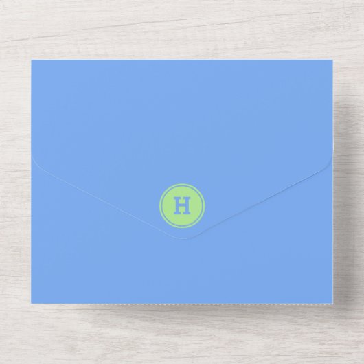 Verjaardag Stripes Blauw⎮Wit Groen All In One Uitnodiging (Achterkant)