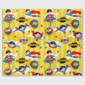 Verjaardag Superhero Boy Cadeaupapier (Vlak)