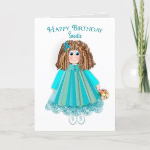 Verjaardag, Sweetie, Baby Doll & Dollhouse Kaart