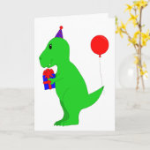 Verjaardag T-Rex Kaart (Gele Bloem)