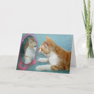 Verjaardag Tabby Cat Looking In A Mirror Kaart