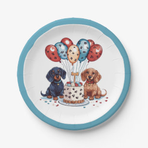 Verjaardag teckel honden papieren bordje