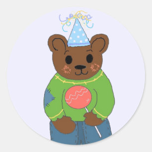 Verjaardag Teddybeer Ronde Sticker