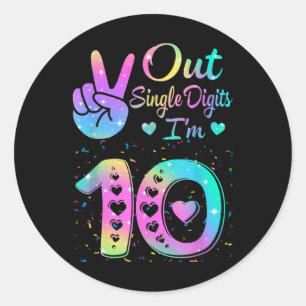 Verjaardag Tie Dye Single Digits Im 10e Digits Mei Ronde Sticker