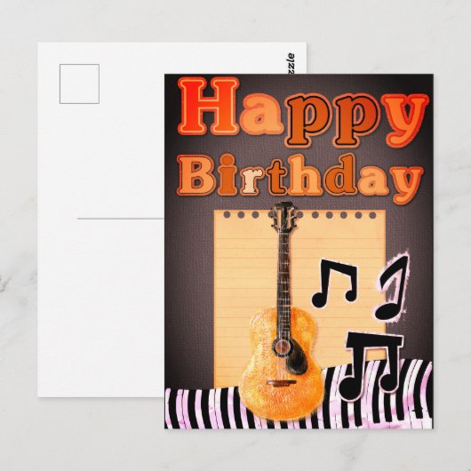 Verjaardag Toetsenbord | Gitaar Ansichtkaart Briefkaart (Voorkant / Achterkant)