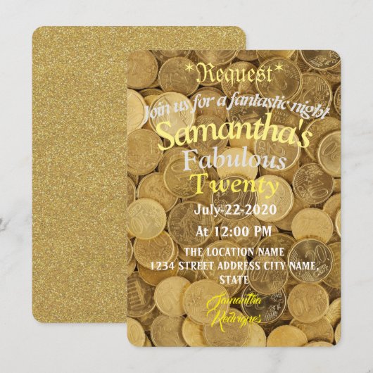 Verjaardag Tropisch Geld Uitnodiging (Voorkant / Achterkant)