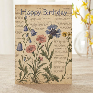 Verjaardag Tuinier Vintage Botanisch Kaart