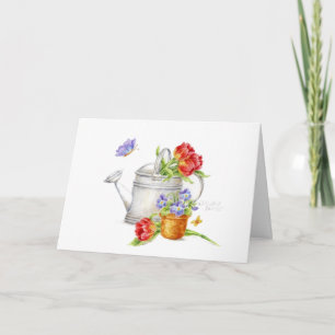 Verjaardag Tulp Watering Can Wensen Zegeningen Kaart
