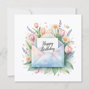 Verjaardag & tulpen. Kaart