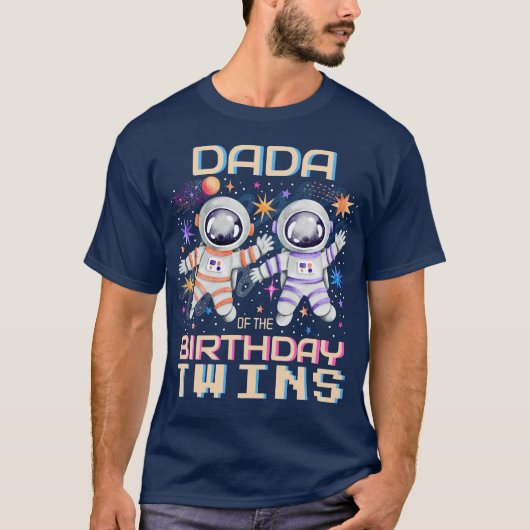 Verjaardag Twins Rocket Astronaut Space T-shirt (Voorkant)