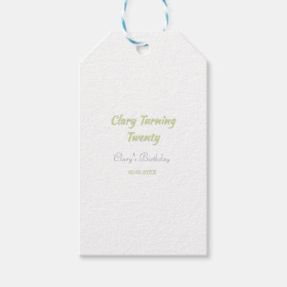 Verjaardag twintig wordt groen grijs pastel retro cadeaulabel