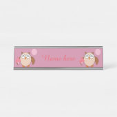 Verjaardag uil gepersonaliseerde bureau teken bureau naambordje (Voorkant)