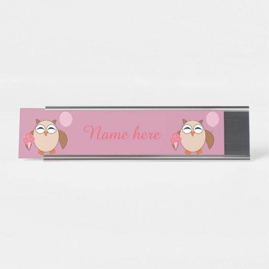 Verjaardag uil gepersonaliseerde bureau teken bureau naambordje (Voorkant)