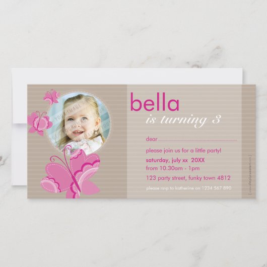 VERJAARDAG UITNODIGEN FOTOKAART :: flutterbybutter (Voorkant)