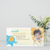 VERJAARDAG UITNODIGEN FOTOKAART :: olifant + ballo (Staand voorkant)