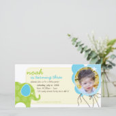 VERJAARDAG UITNODIGEN FOTOKAART :: olifant + ballo (Staand voorkant)