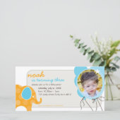 VERJAARDAG UITNODIGEN FOTOKAART :: olifant + ballo (Staand voorkant)