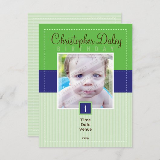 VERJAARDAG UITNODIGING:: gestikt - boy1 Uitnodiging Briefkaart (Voorkant / Achterkant)