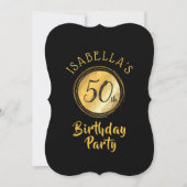 Verjaardag uitnodiging in goud metallic effect pol (Voorkant)