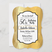 Verjaardag uitnodiging in goud metallic effect pol (Achterkant)