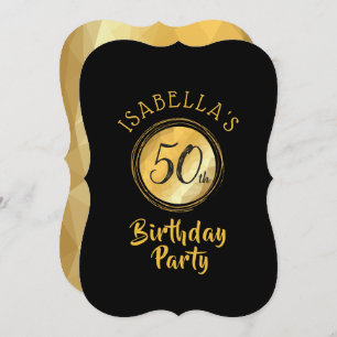 Verjaardag uitnodiging in goud metallic effect pol