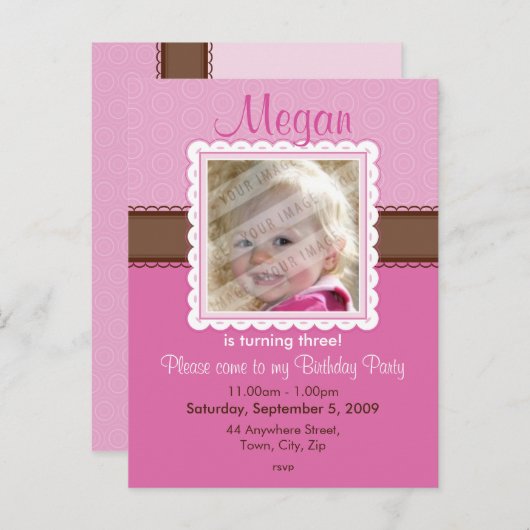 VERJAARDAG UITNODIGING:: mooi 2 Uitnodiging Briefkaart (Voorkant / Achterkant)